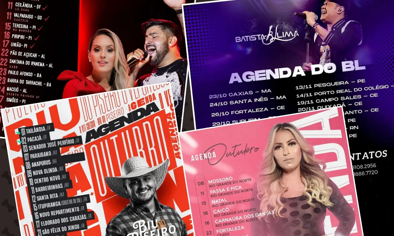 Banners de shows divulgados por cantores de forró em rede social