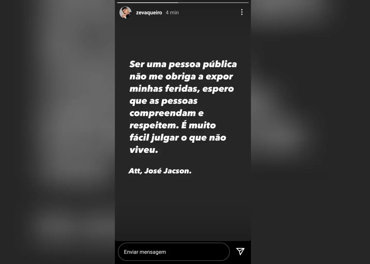 Postagem de Zé Vaqueiro em rede social