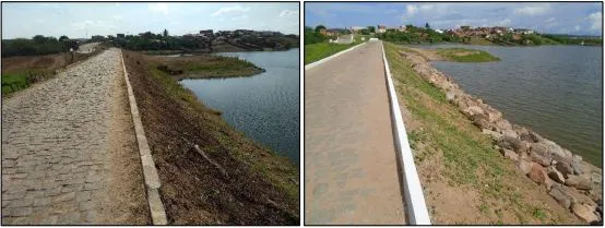 Fotos antes e após obra de recuperação na barragem Colina.
