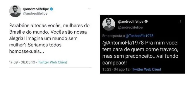 Falas homofóbicas de Andreoli foram resgatadas, logo após ele detonar Maurício