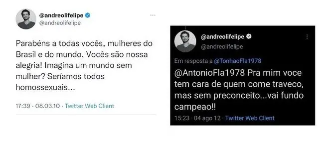 Dois tweets do jornalista Felipe Andreoli