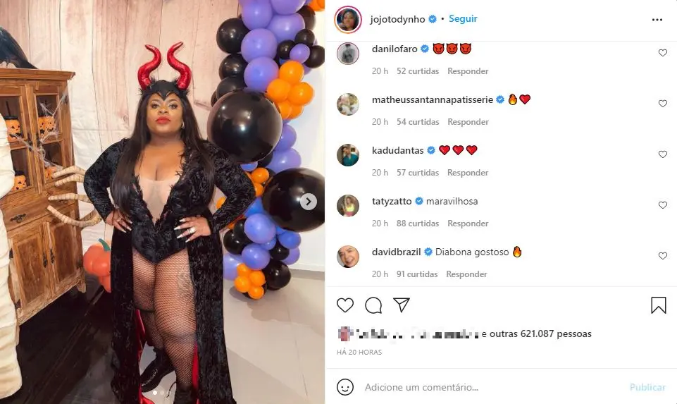 Print de postagem de Jojo Todynho vestida com fantasia