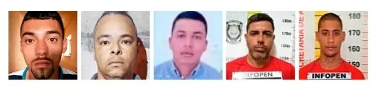 Montagem com fotos dos suspeitos