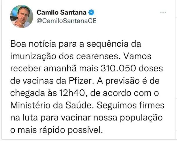 Print da publicação de Camilo