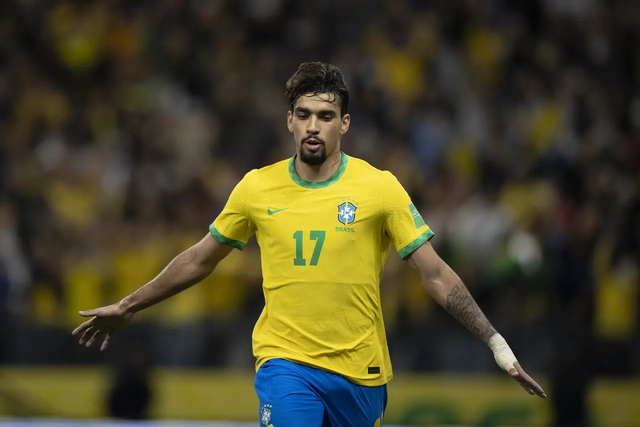 Lucas Paquetá comemorando gol do Brasil