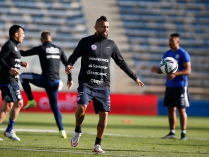 Vidal em treino do Chile