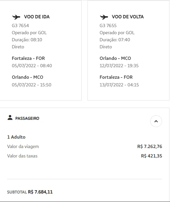Passagens para Orlando custam pelo menos 7.684,11.