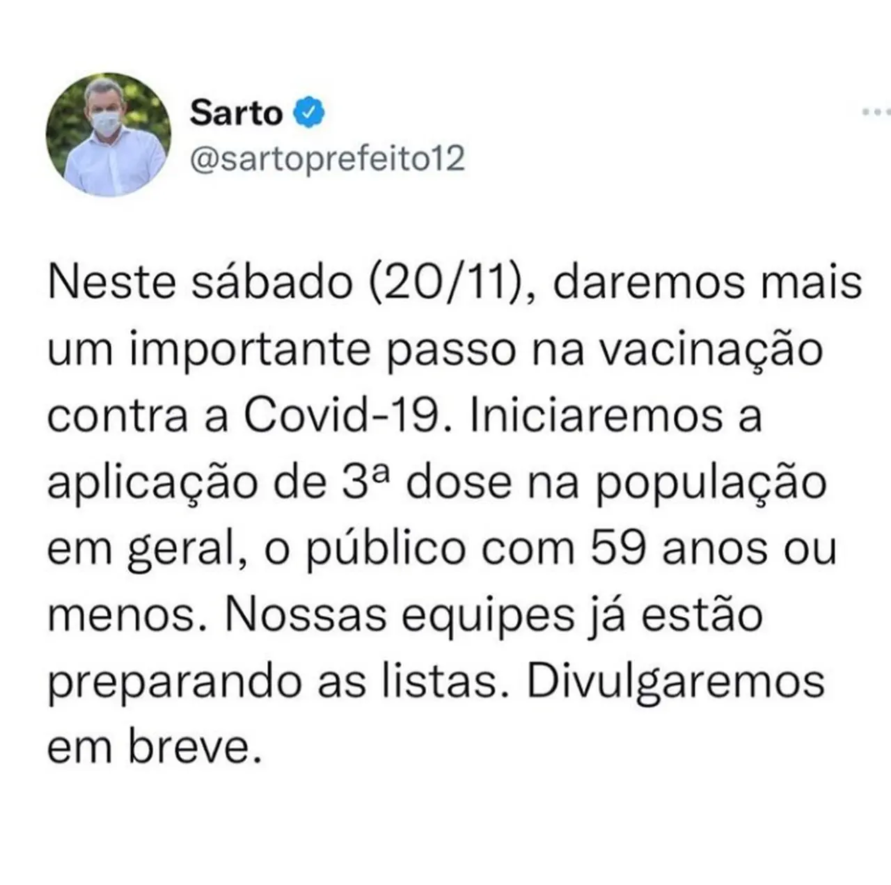 Sarto Nogueira divulgou a novidade nas redes sociais
