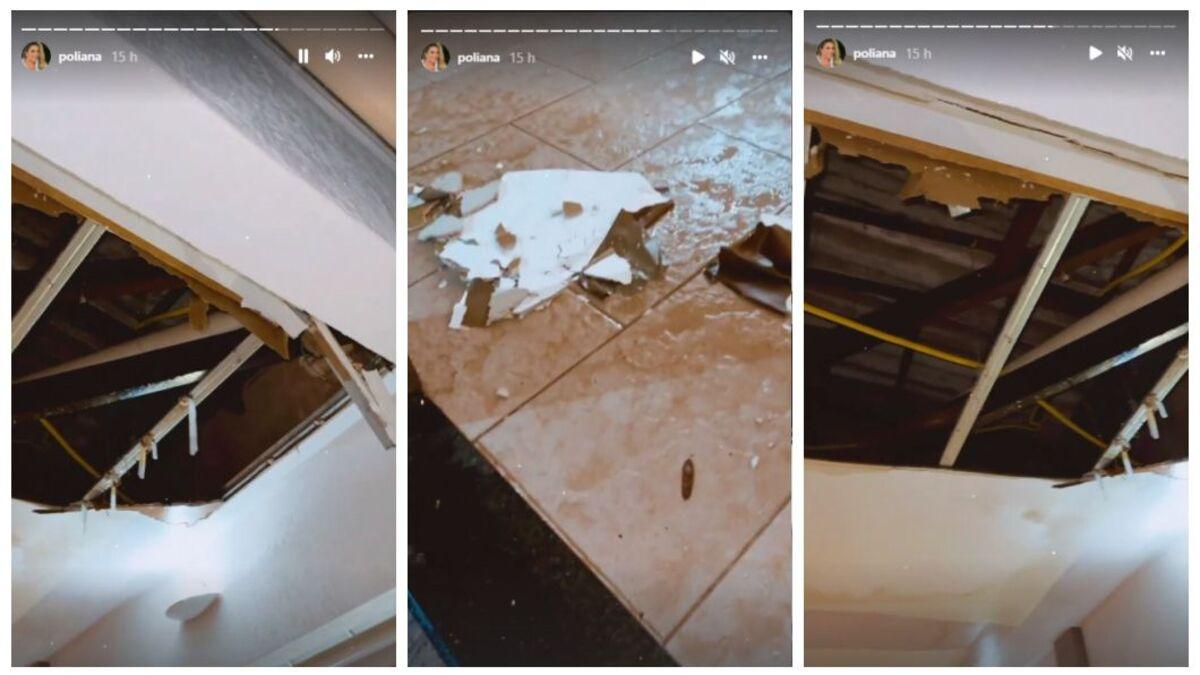 Teto desabado da casa do cantor Leonardo