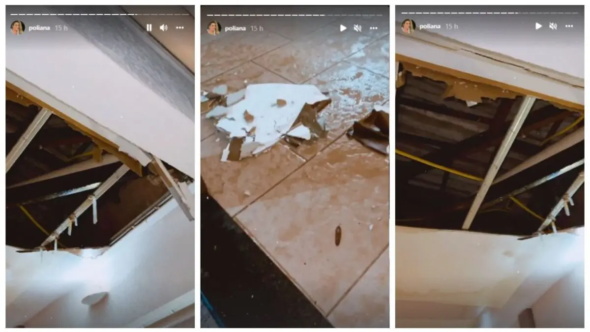 Teto desabado da casa do cantor Leonardo