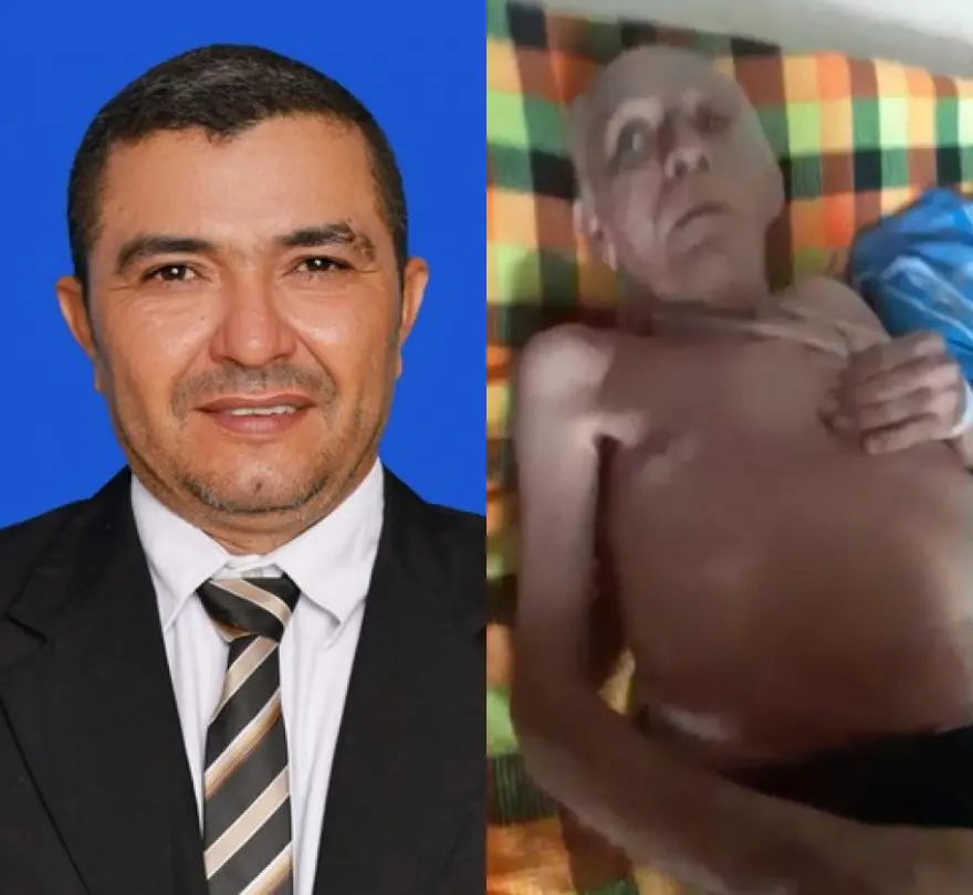 Montagem de fotos do vereador leôncio e do idoso agredido por ele