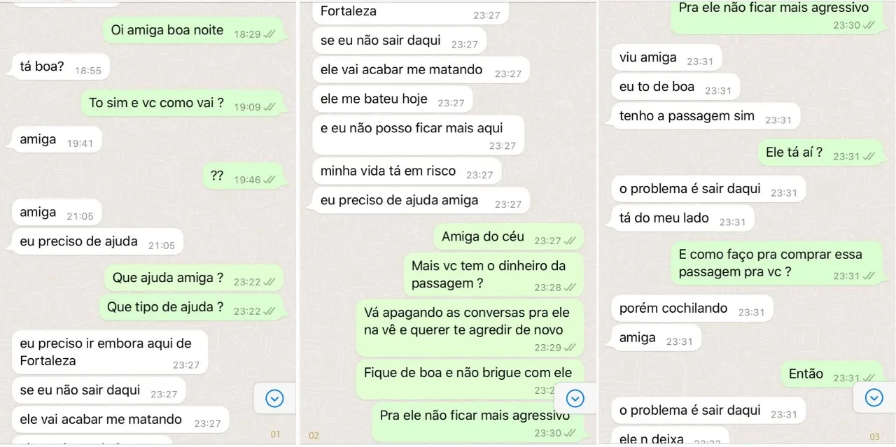 A vítima relatou para a amiga que estava sendo agredida pelo jogador de futebol.
