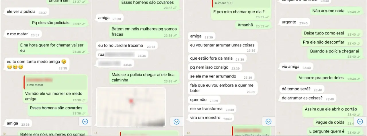 A imagem mostra mais prints de conversas entre a vítima e a amiga.