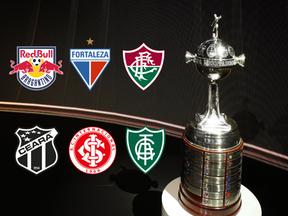 Escudos de Bragantino, Fortaleza, Fluminense, Ceará, Internacional e América-MG
