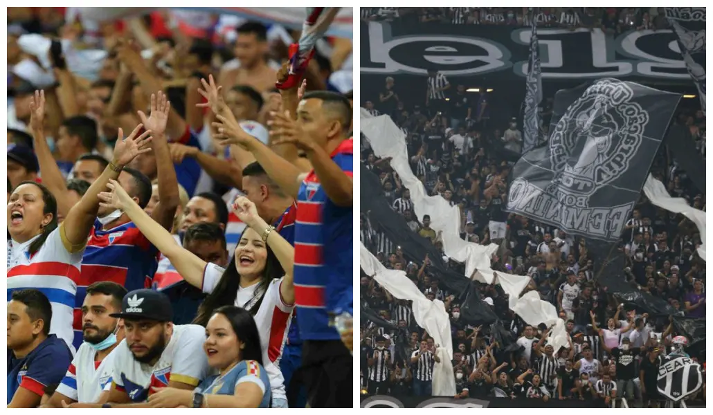 Imagem das torcidas de Fortaleza e Ceará