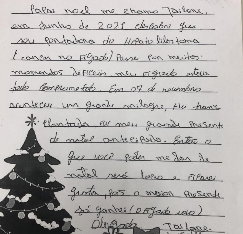 Imagem da carta escrita pela menina e enviada à campanha 'Papai Noel dos Correios'
