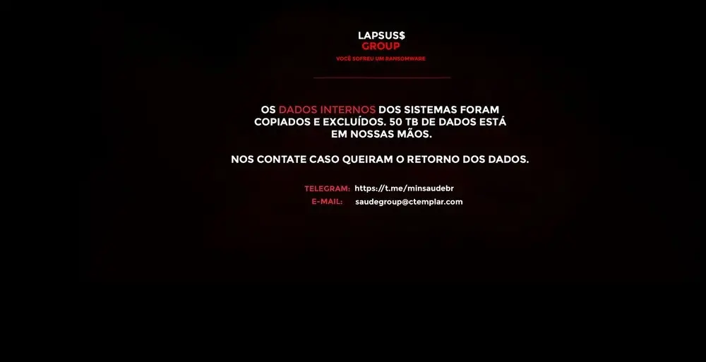 Site do Ministério da Saúde sofre ataque cibernético