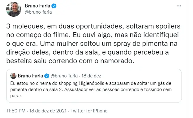 Print da publicação no Twitter