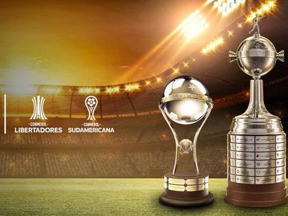 Imagem das taças da Sul-Americana e a Libertadores
