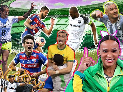 Montagem com fotos de grandes personagens do esporte brasileiro