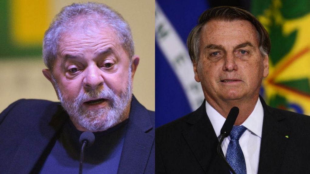 Montagem de fotos com Lula à esquerda e Bolsonaro à direita.