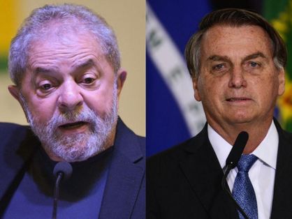 Montagem de fotos com Lula à esquerda e Bolsonaro à direita.