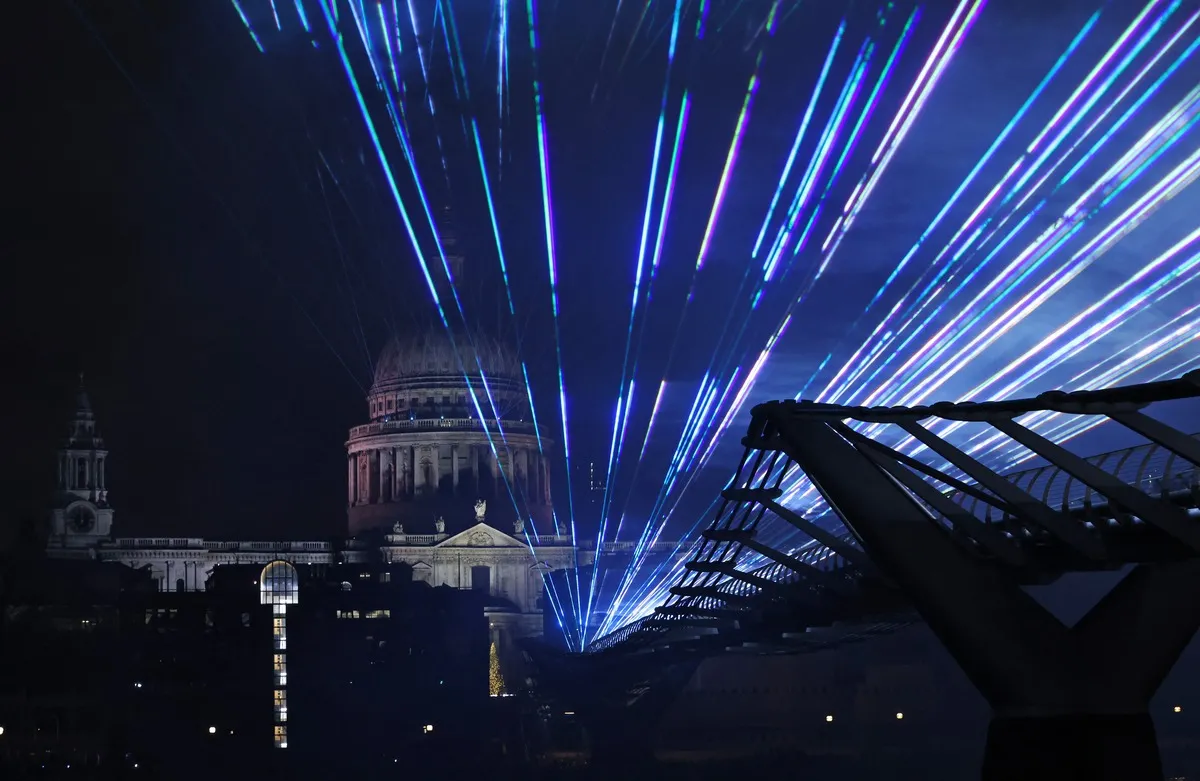 Ano Novo no centro de Londres, logo após a meia-noite de 1º de janeiro de 2022.