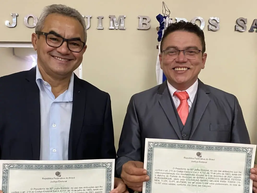 Vice-prefeito, Albano Severo, e o prefeito de Barro, George Feitosa