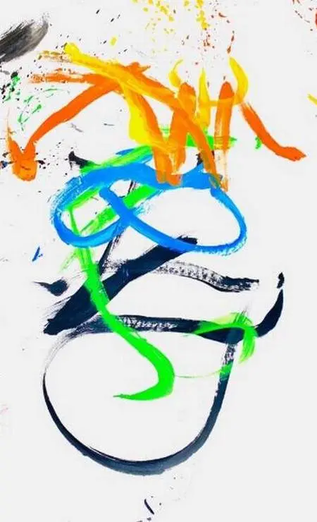 traços coloridos em tela branca, apontada como pintura abstrata do príncipe Harry