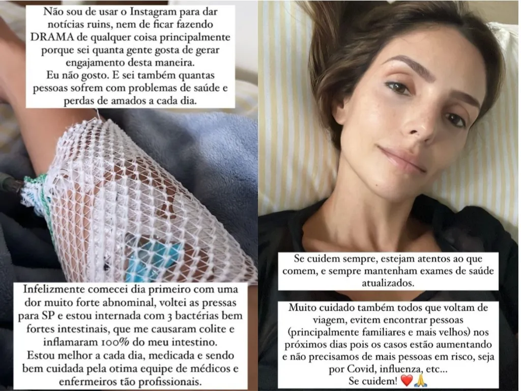 Postagem de influenciadora digital sobre estado de saúde