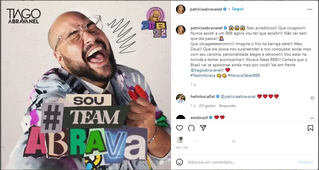 Print da publicação da Patrícia. Ela diz: 