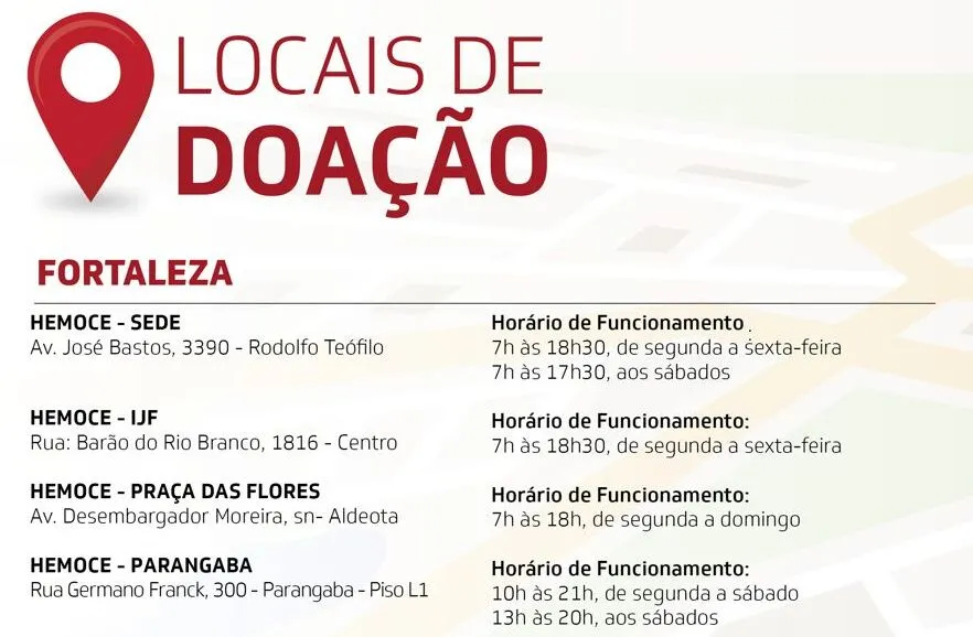 Veja horários de atendimento em Fortaleza