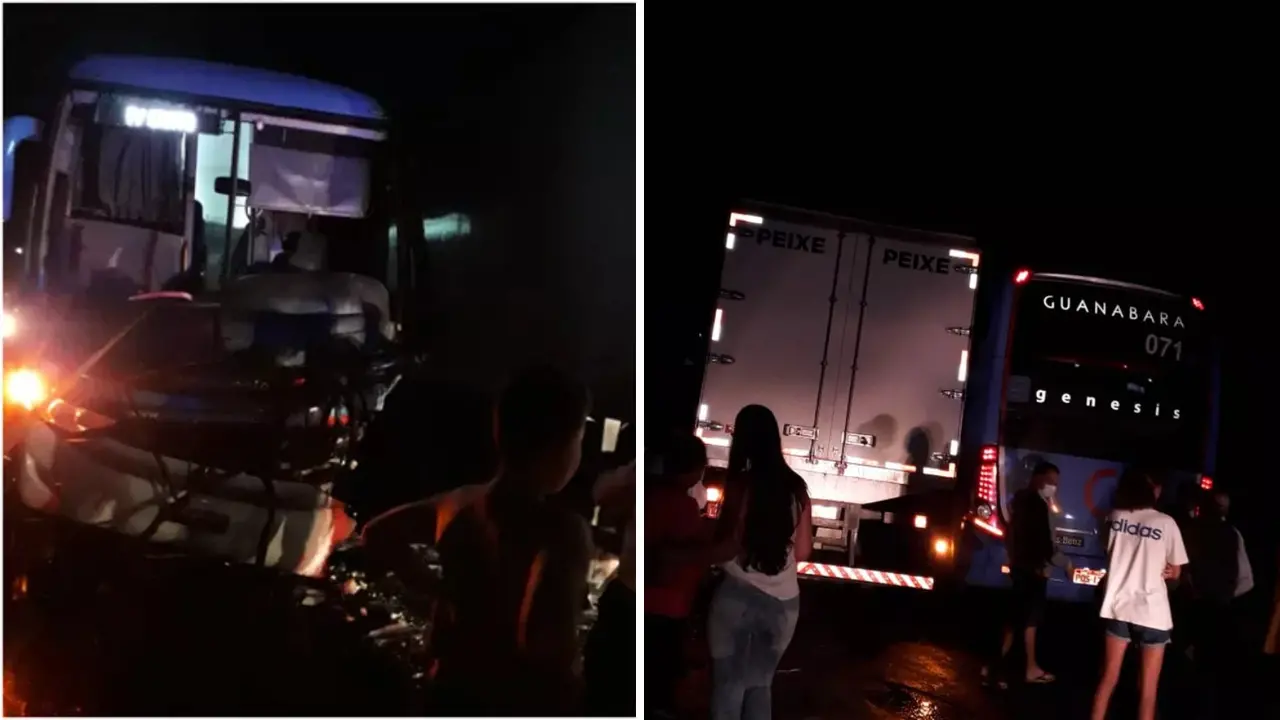 Colisão entre caminhão e ônibus na br-116