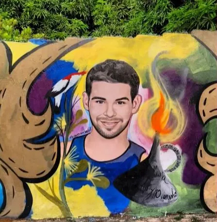 Arte em grafite em homenagem a Viny no Cariri