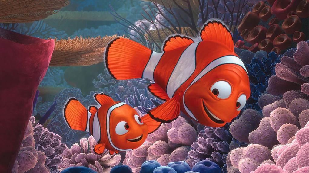 Marlin e seu filho Nemo, os dois peixes-palhaço de Procurando Nemo