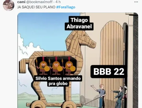 Tweet sobre #ForaTiago