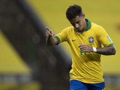 Philippe Coutinho comemora gol pela Seleção Brasileira