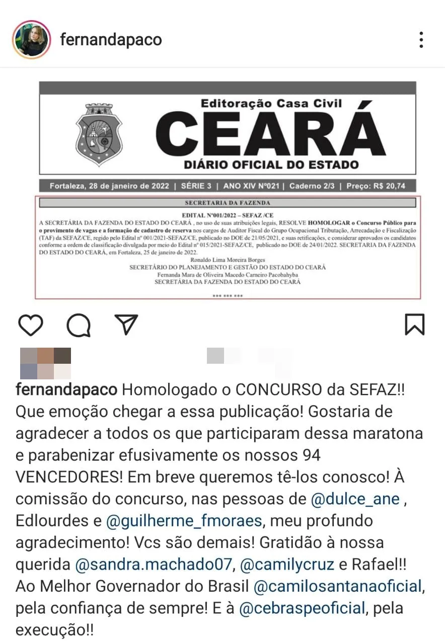Secretária comemorou a homologação do concurso
