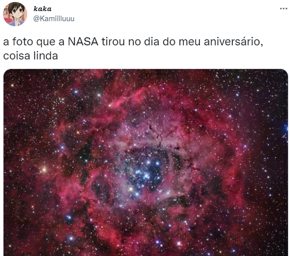 Usuário compartilha em tweet imagem registrada pela Nasa no dia em que nasceu