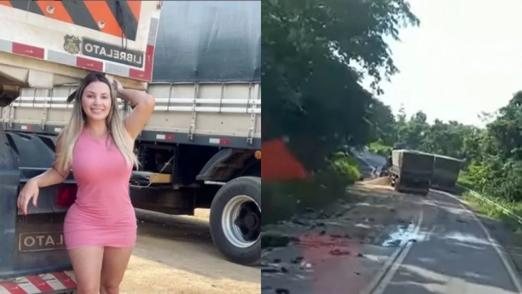 Aline faz sucesso nas redes sociais falando de sua rotina como caminhoneira