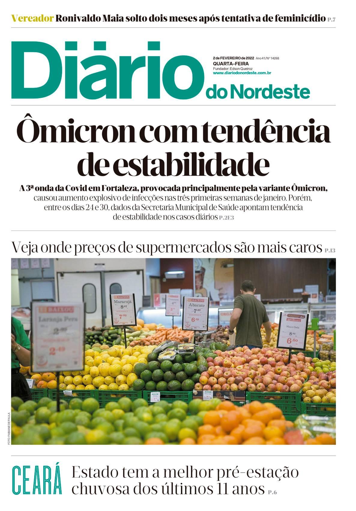 Capa da Edição do dia do jornal Diário do Nordeste