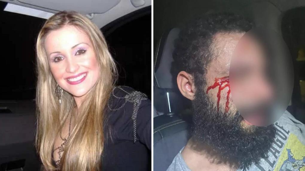 Montagem com imagens da médica Myriam Priscilla de Rezende Castro e marido agredido supostamente por ela
