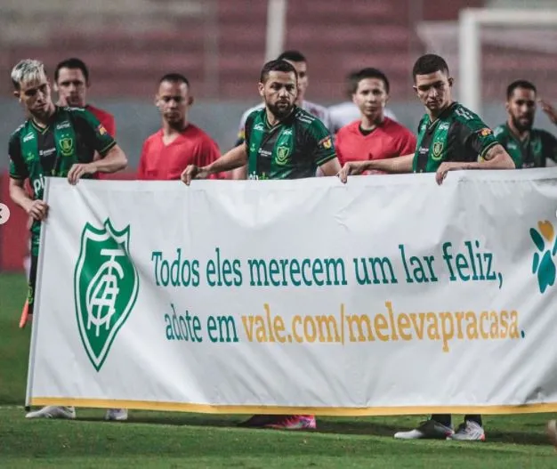 Jogadores fazem campanha em prol da adoção responsável de animais.