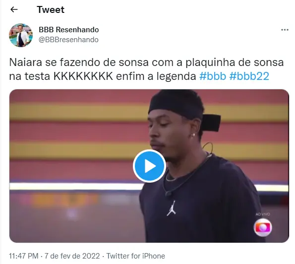 Usuário do Twitter comenta jogo da discórdia do BBB 22