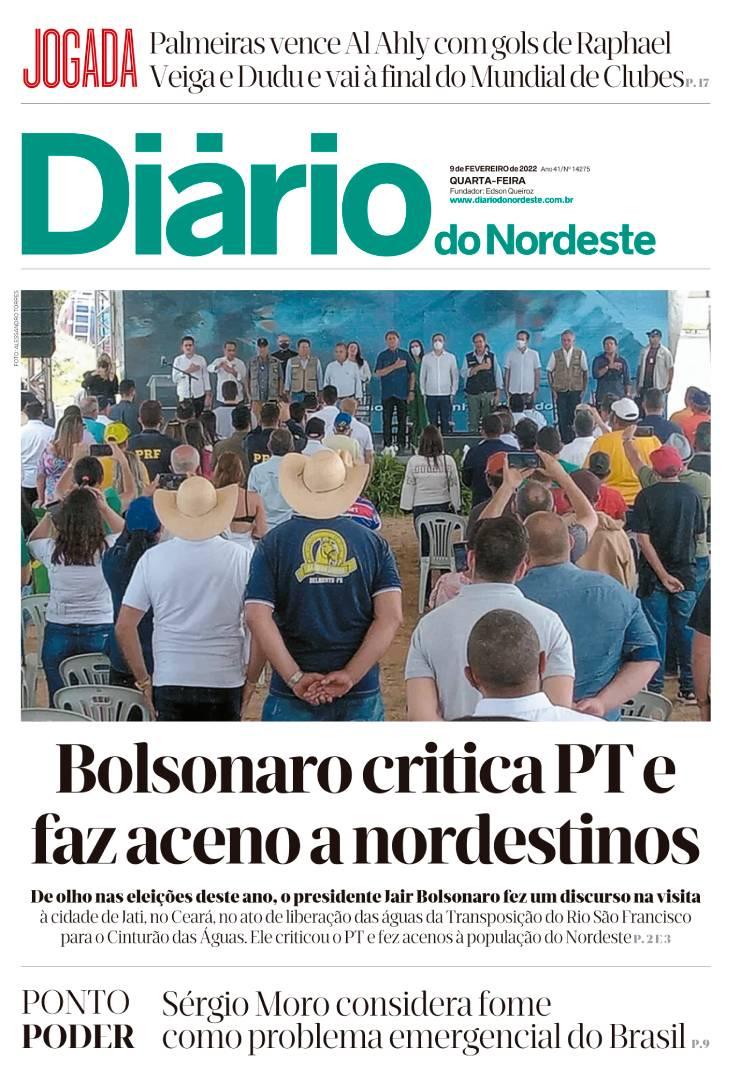 Capa da Edição do dia do jornal Diário do Nordeste