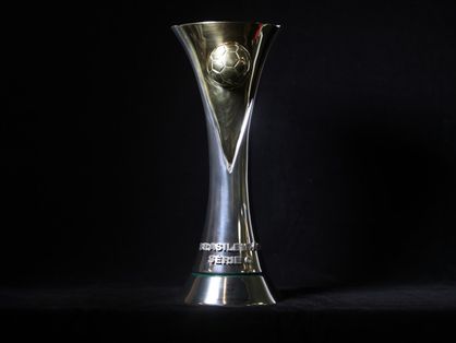 Imagem mostra uma taça de campeonato de futebol.