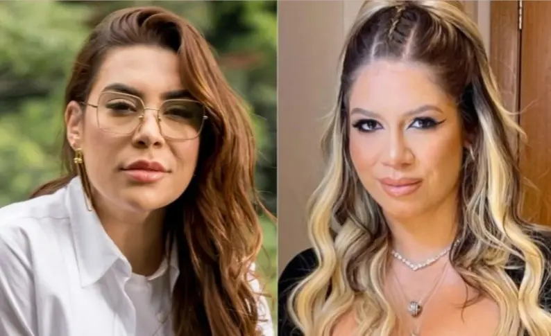 montagem com fotos de naiara azevedo e marilia mendonça