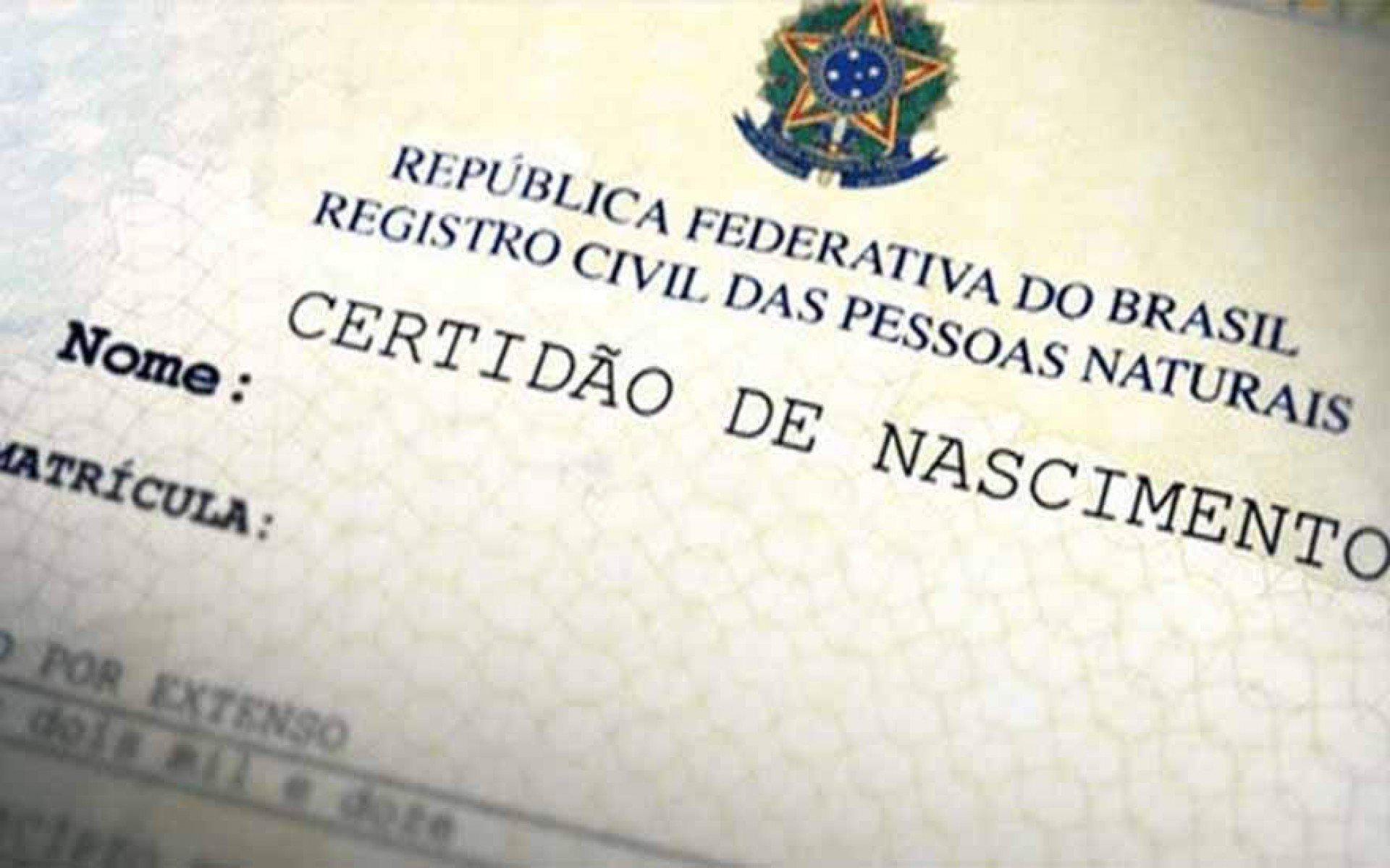 Imagem de uma certidão de nascimento