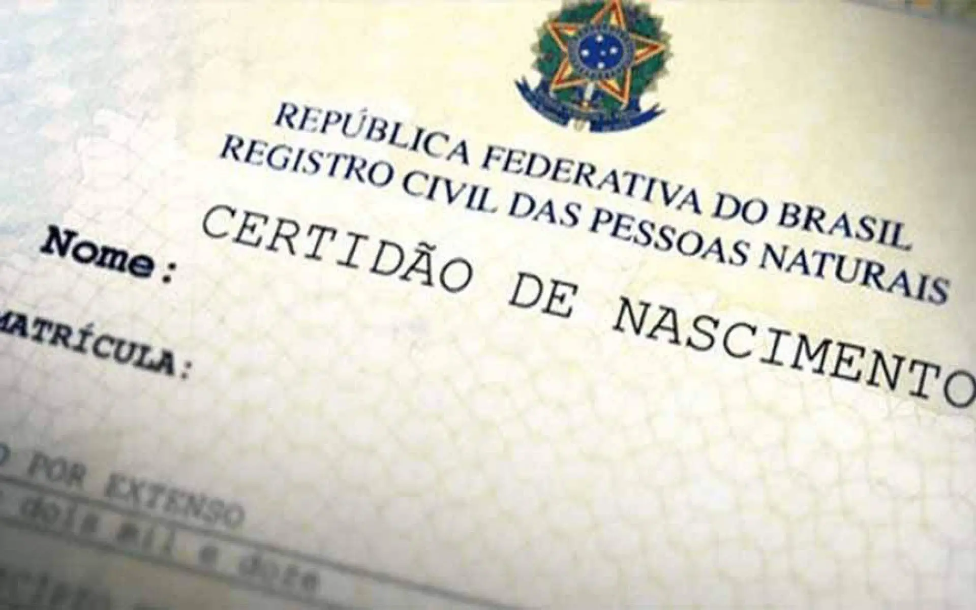 Imagem de uma certidão de nascimento