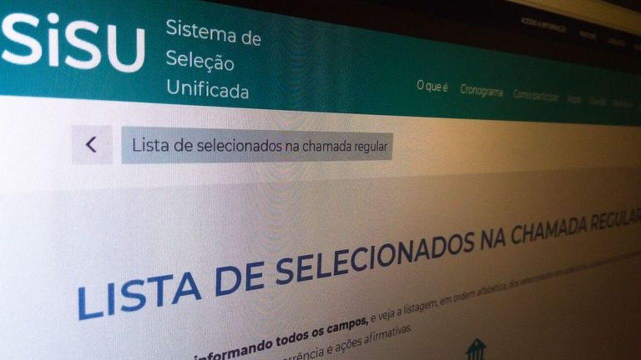 Página do site com o resultado Sisu 2022